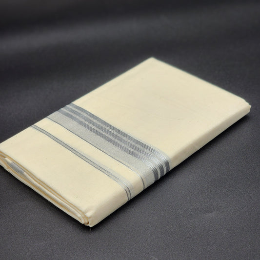 Dhoti Mundu Traditional South Indian style with Multi Silver Lining Eljoys Fashion