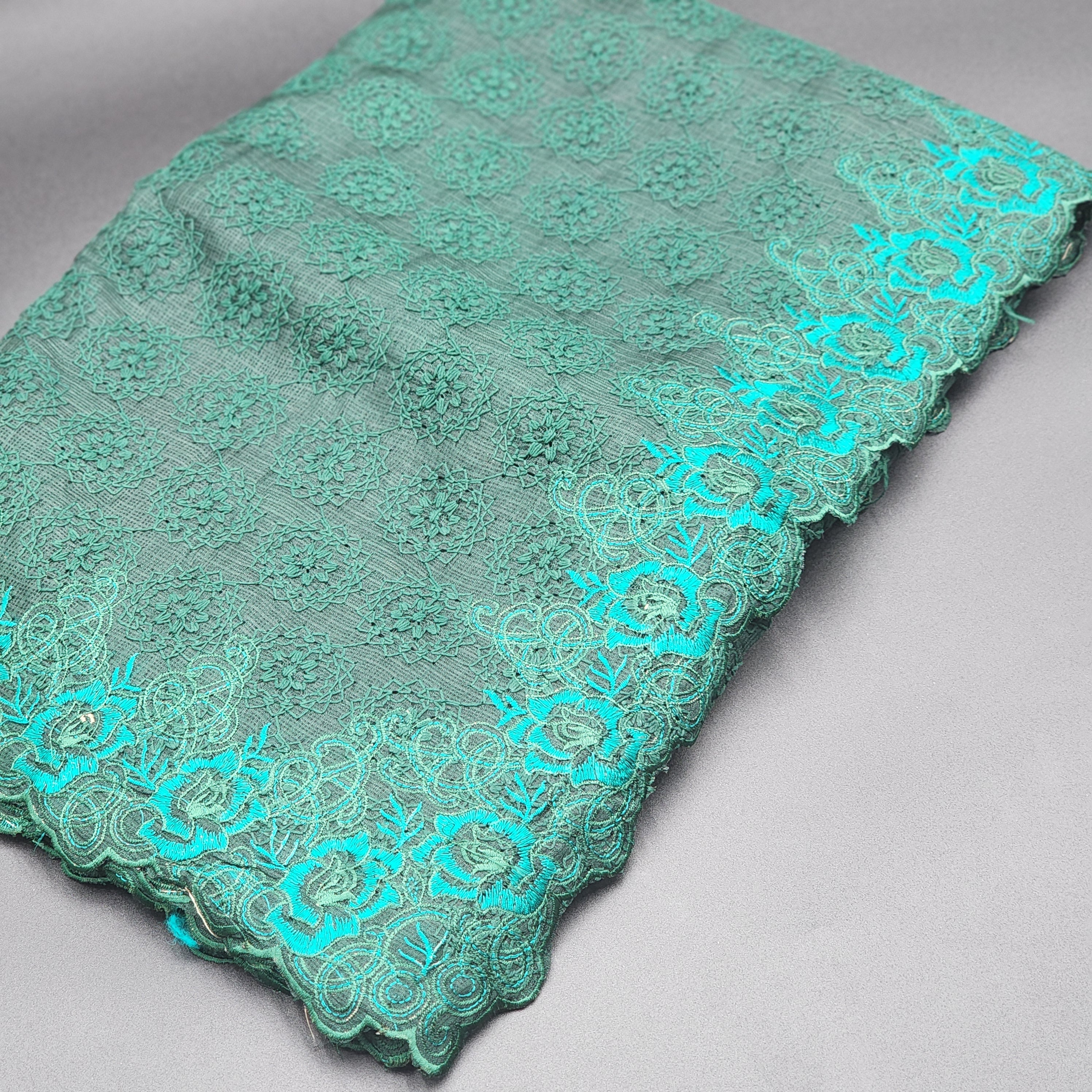Saree -dark green full body embroidery with blouse piece 1154 Eljoys Fashion