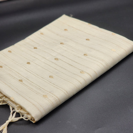 Saree-offwhite with cutwork golden border 1155 Eljoys Fashion