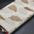 Tissue Silk Saree in Off white with contrast Red border Full body fern pattern 1157 Eljoys Fashion
