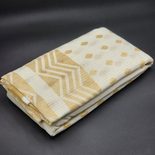 Blended Linen Tissue Silk cream and golden Saree with Golden stripes Geometric pattern 1164 Eljoys Fashion
