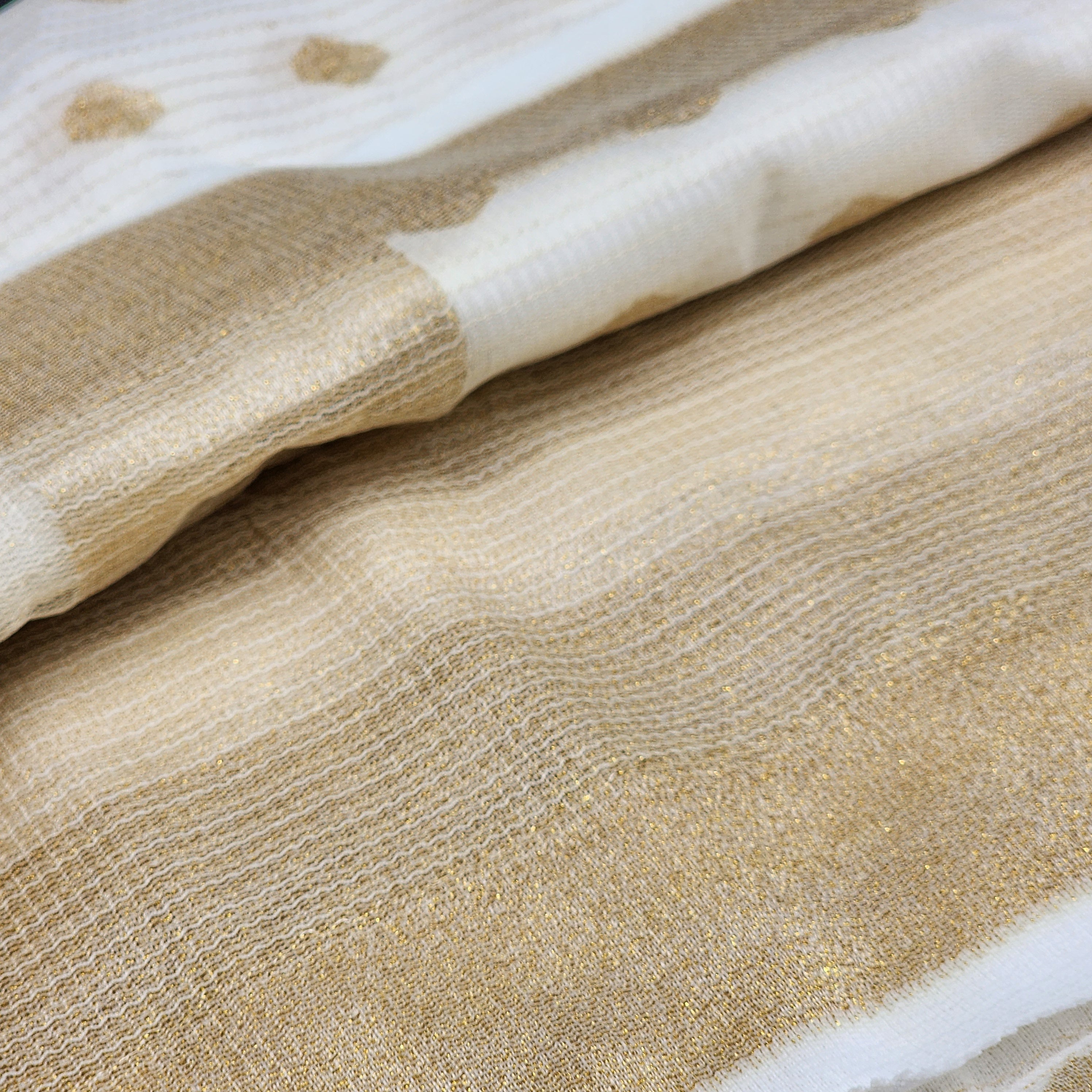 Blended Linen Tissue Silk cream and golden Saree with Golden stripes Geometric pattern 1164 Eljoys Fashion