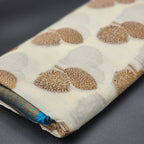Tissue Silk Saree in Off white color with Contrast Blue border full body double leaf motif pattern 1159 Eljoys Fashion