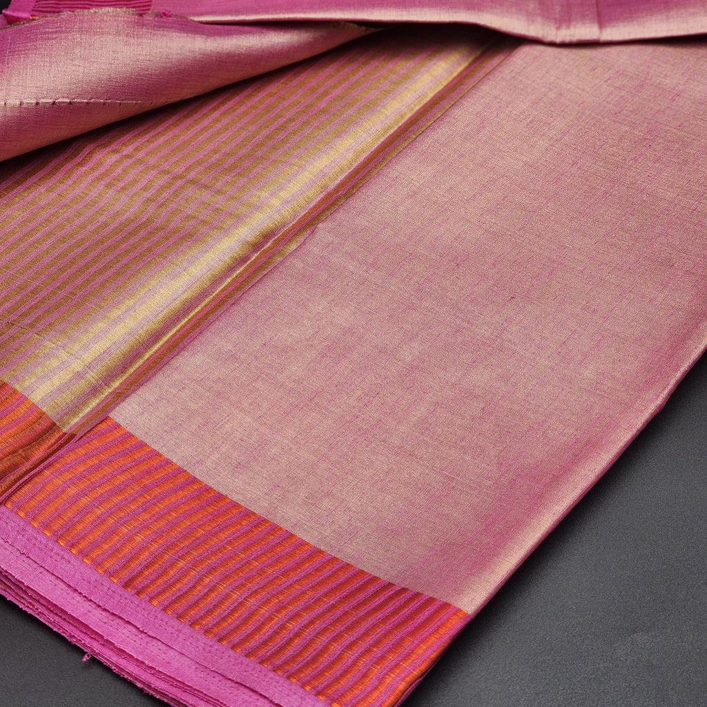 Tissue Linen Saree with a Golden Zari border 1166 Eljoys Fashion