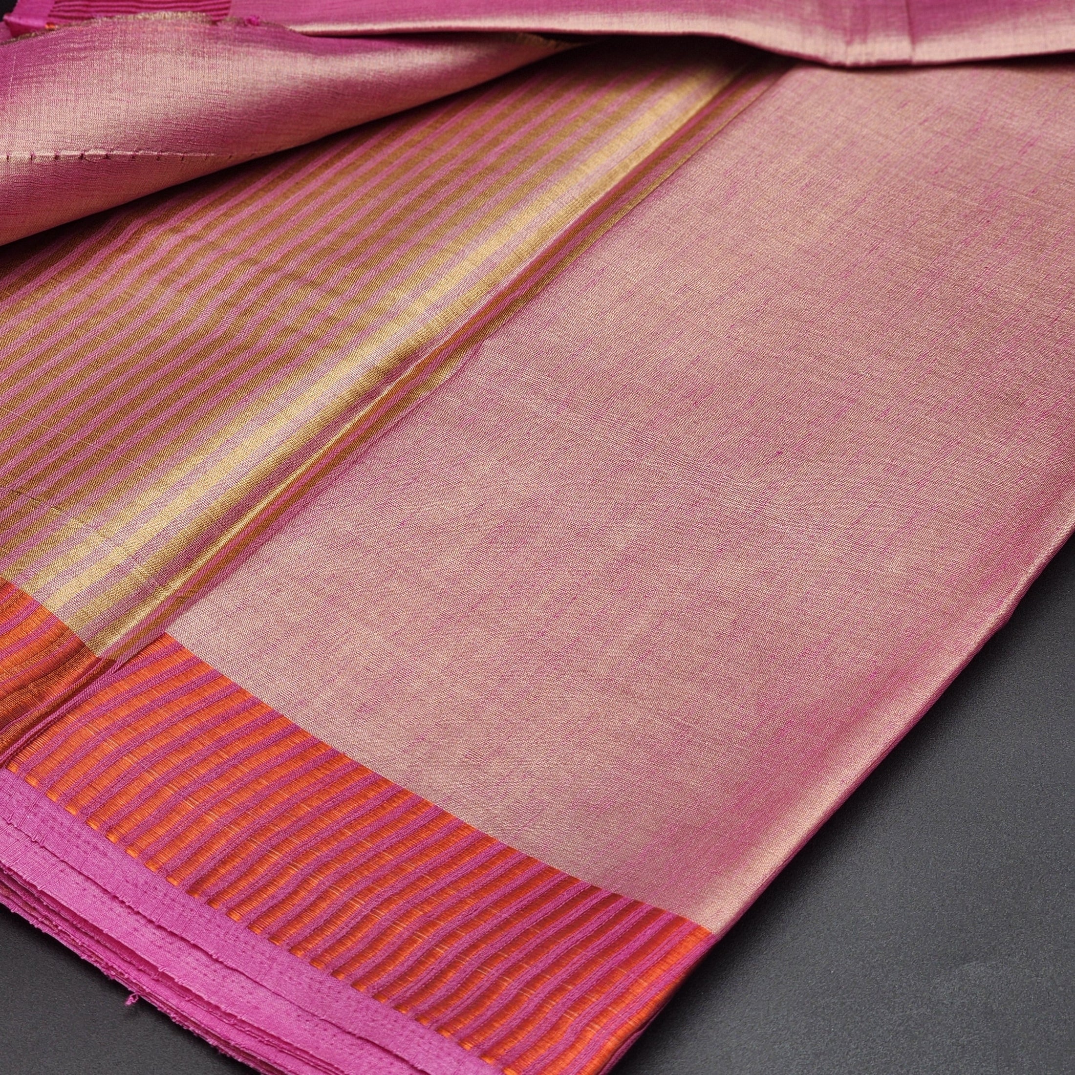 Tissue Linen Saree with a Golden Zari border 1166 Eljoys Fashion