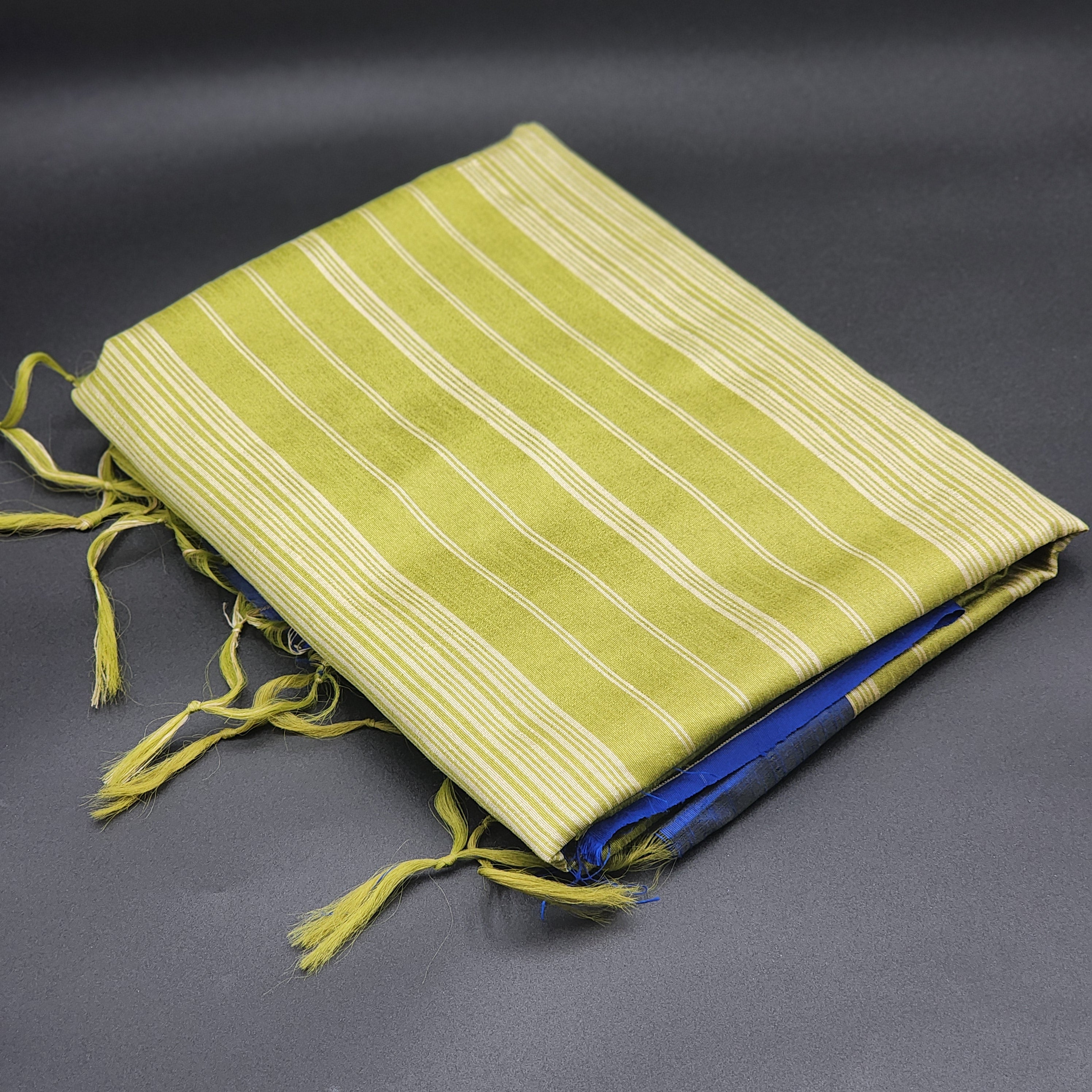 Cotton Silk Handloom saree in blue and green with Tassels 1167 Eljoys Fashion