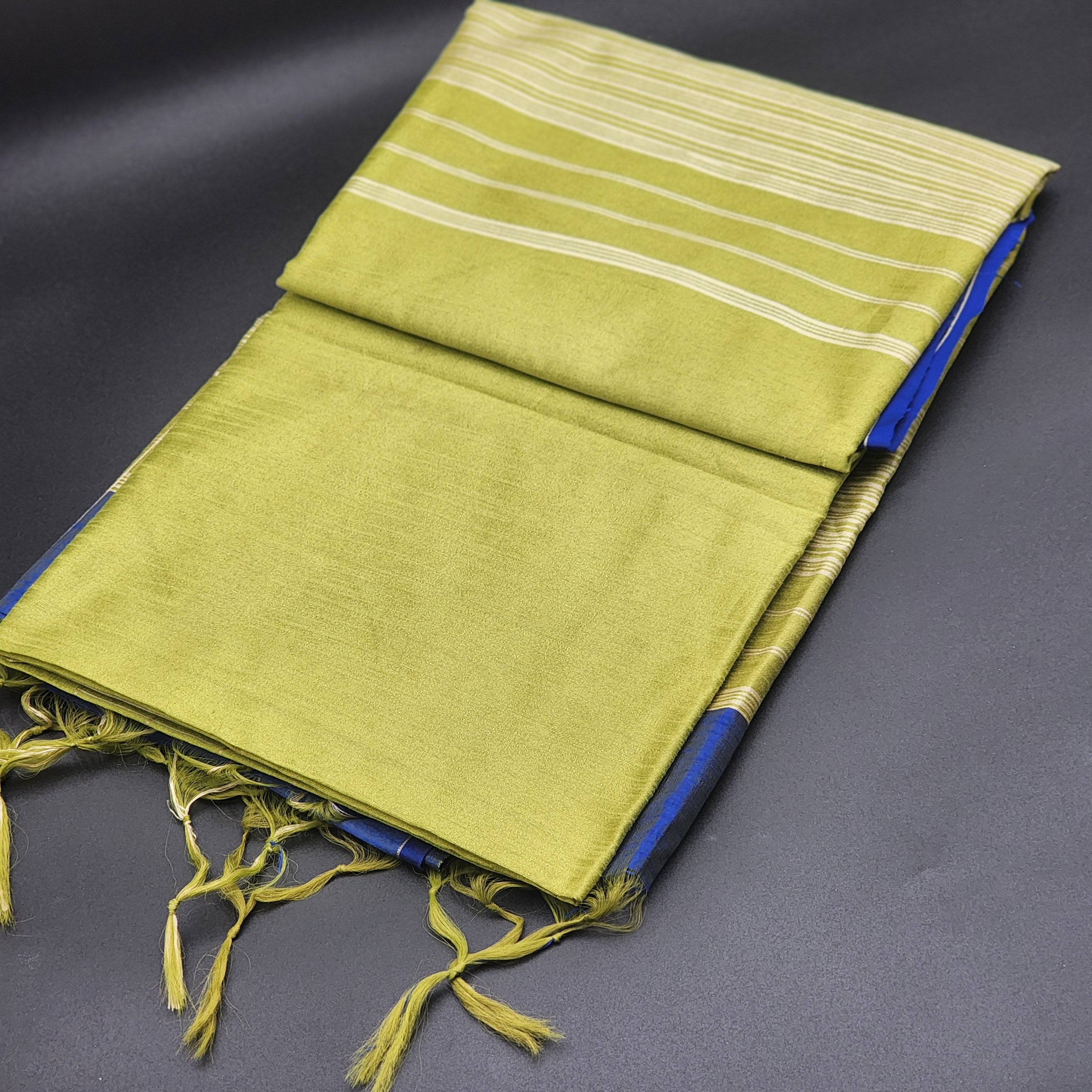 Cotton Silk Handloom saree in blue and green with Tassels 1167 Eljoys Fashion