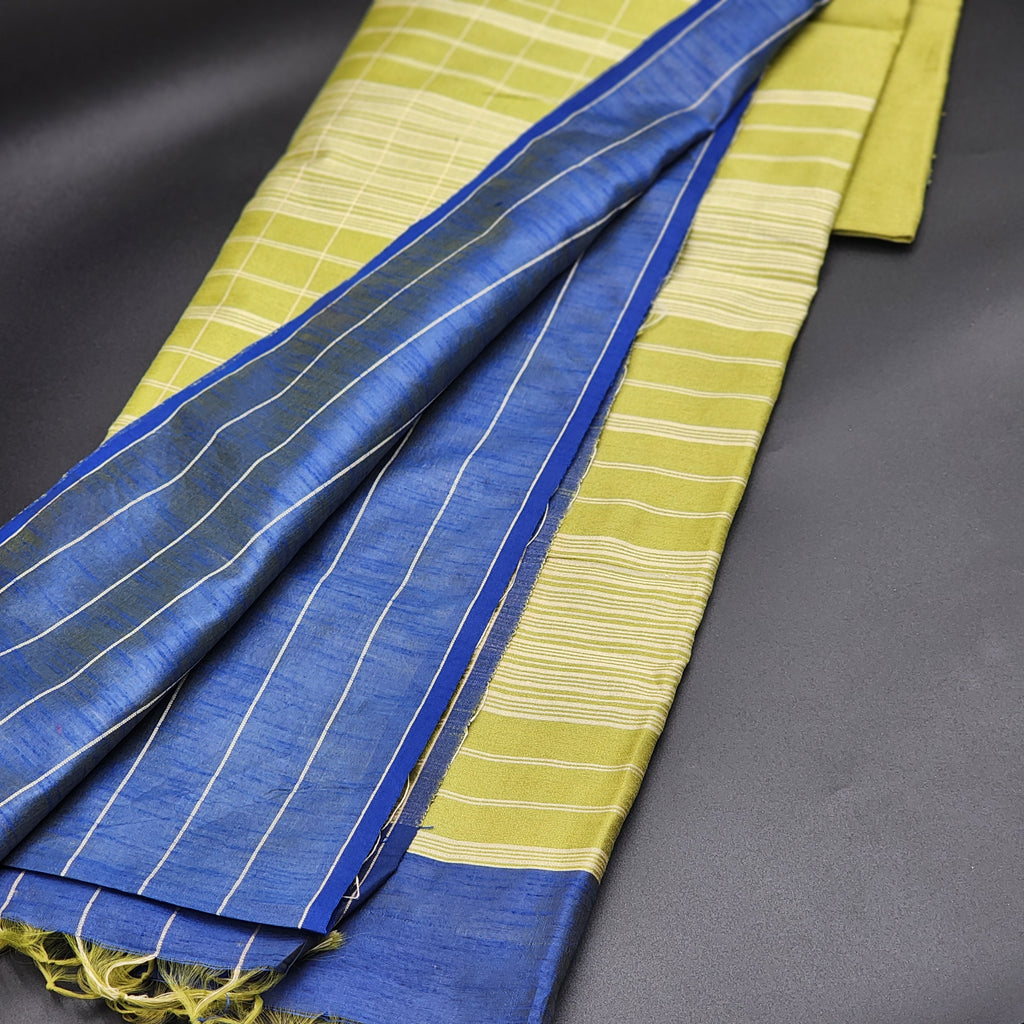 Cotton Silk Handloom saree in blue and green with Tassels 1167 Eljoys Fashion
