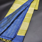 Cotton Silk Handloom saree in blue and green with Tassels 1167 Eljoys Fashion