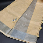 Tissue Saree with Antique Gold and silver toned -beads and stone floral design -1172 Eljoys Fashion