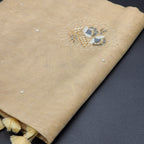 Tissue Saree with Antique Gold and silver toned -beads and stone floral design -1172 Eljoys Fashion