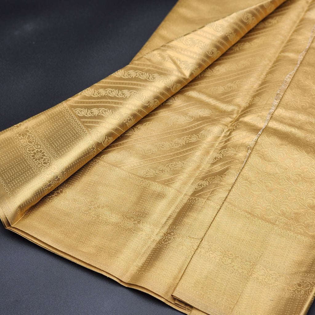 Saree -golden brocade with blouse piece-1168 Eljoys Fashion
