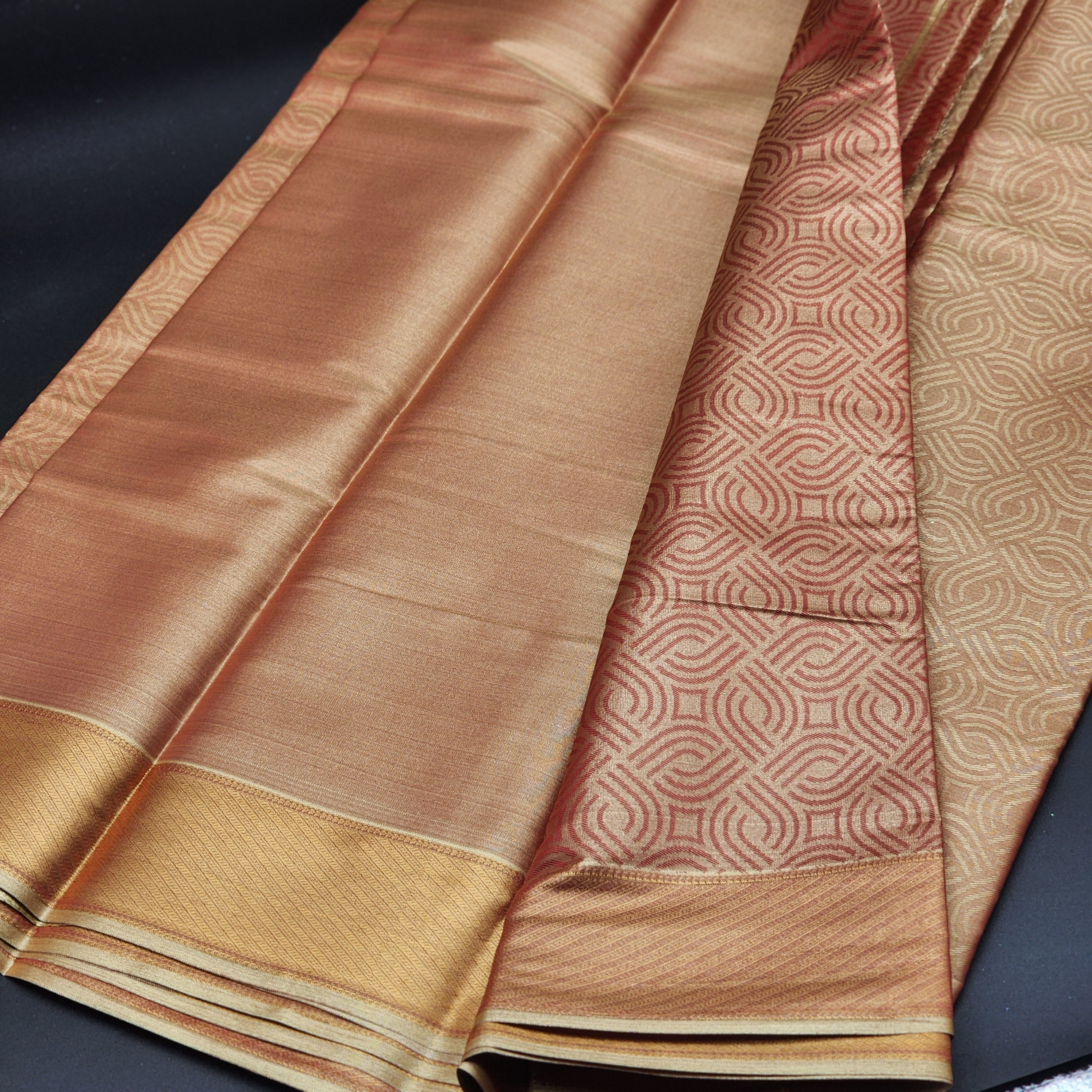 Saree - Red and Gold brocade with blouse - 1169 Eljoys Fashion