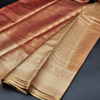 Saree - Rich Golden base colour with intricate Maroon cloured woven heart - 1170 Eljoys Fashion