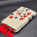Tissue Silk South Indian Saree with stunning black and red combo floral design 2122 Eljoys Fashion