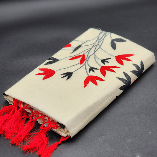 Tissue Silk South Indian Saree with stunning black and red combo floral design 2122 Eljoys Fashion