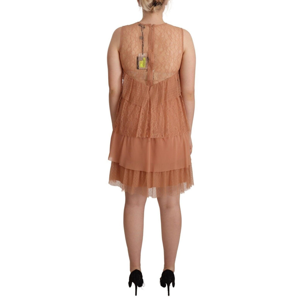 Liu Jo Pink Lace Sleeveless Mini Shift Layered Dress