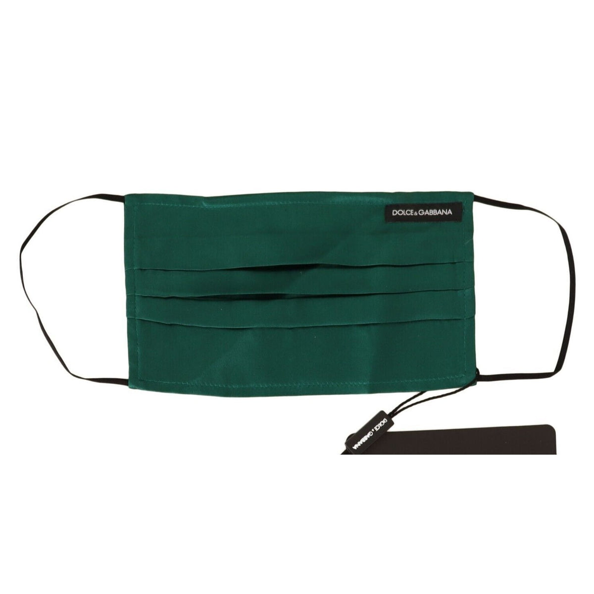 Dolce & Gabbana Green Silk Pleated Elastic Ear Strap Face Mask