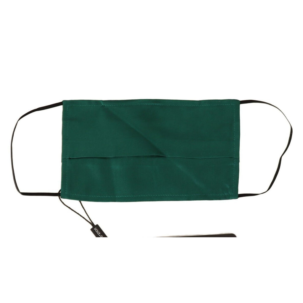 Dolce & Gabbana Green Silk Pleated Elastic Ear Strap Face Mask