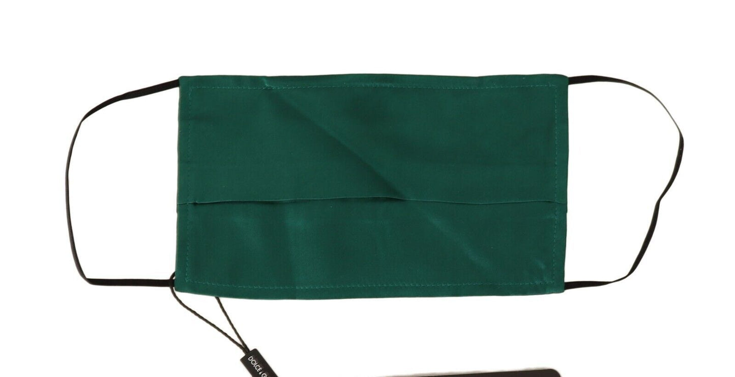 Dolce & Gabbana Green Silk Pleated Elastic Ear Strap Face Mask Dolce & Gabbana