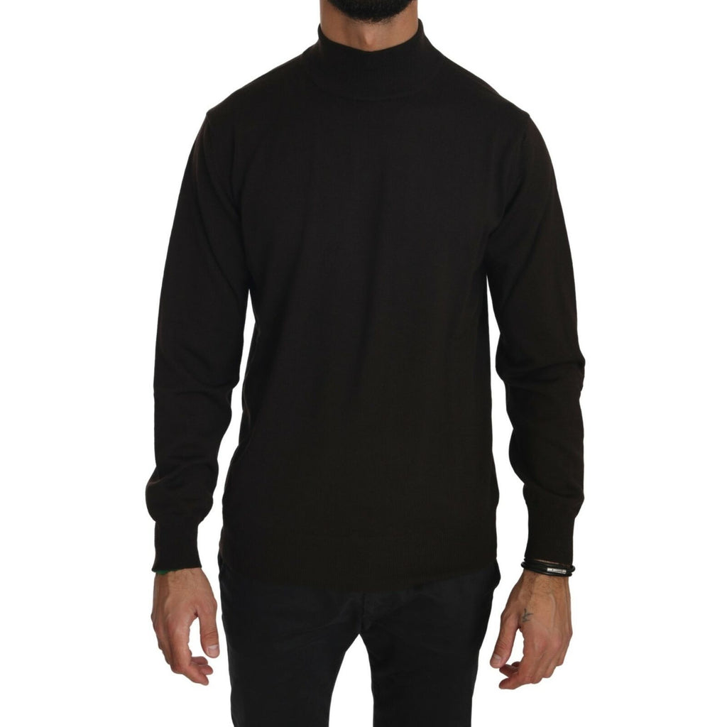 MILA SCHÖN Brown Turtle Neck Pullover Wool Sweater