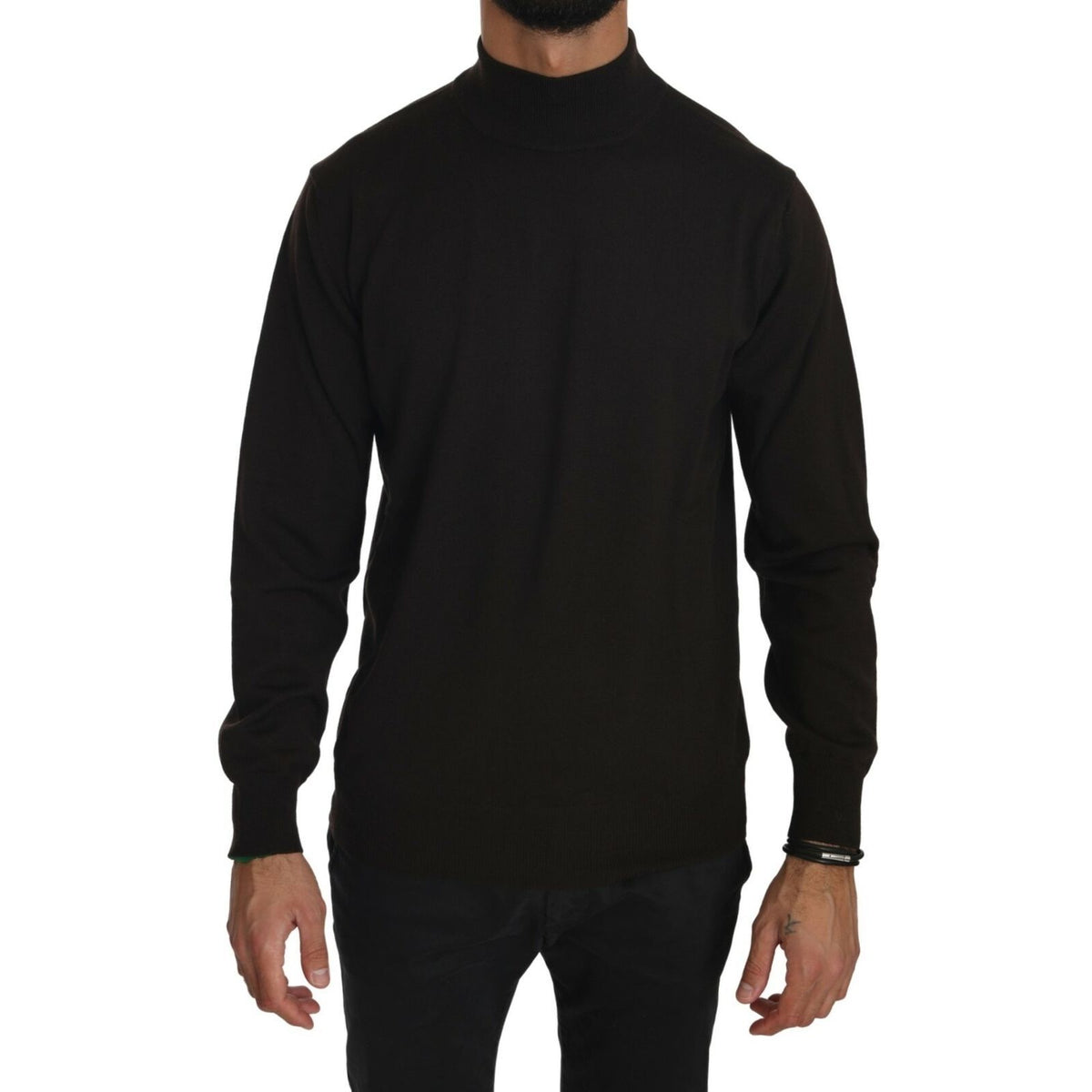MILA SCHÖN Brown Turtle Neck Pullover Wool Sweater