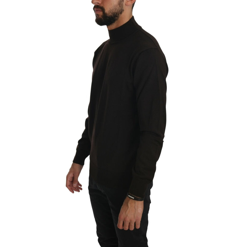 MILA SCHÖN Brown Turtle Neck Pullover Wool Sweater