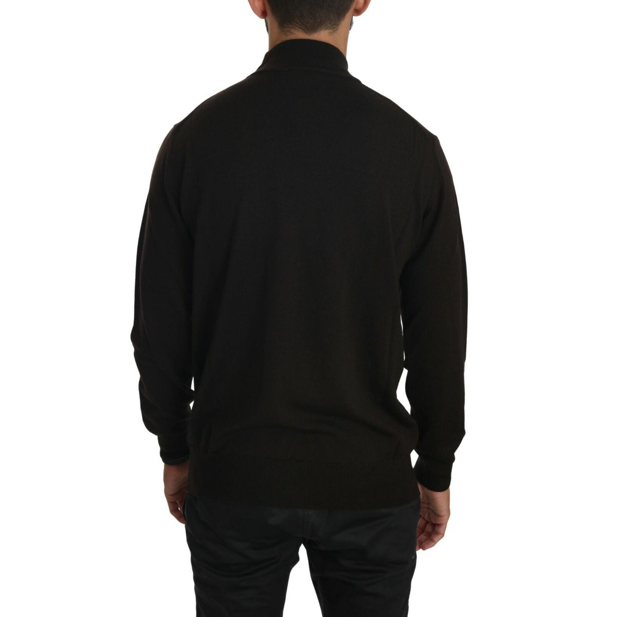MILA SCHÖN Brown Turtle Neck Pullover Wool Sweater