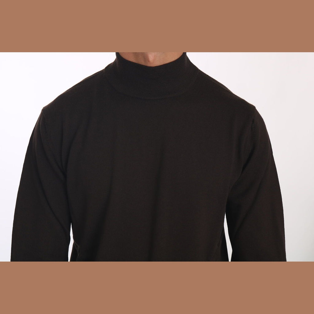 MILA SCHÖN Brown Turtle Neck Pullover Wool Sweater