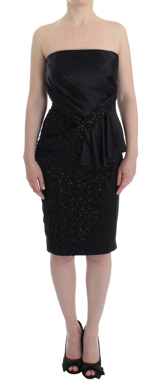 Masha Ma Black Strapless Embellished Pencil Dress Masha Ma