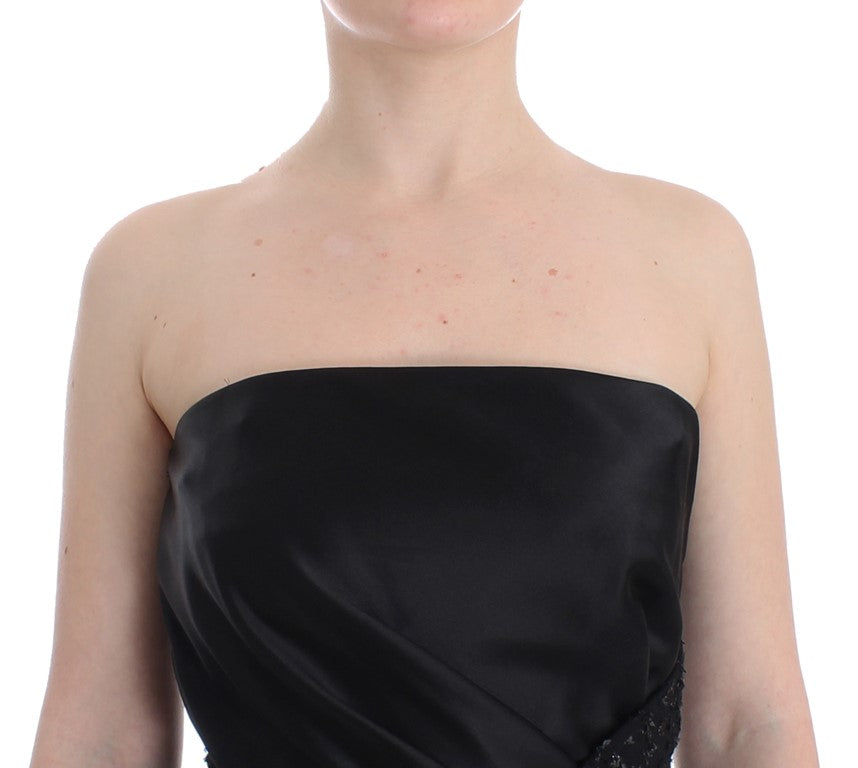 Masha Ma Black Strapless Embellished Pencil Dress Masha Ma