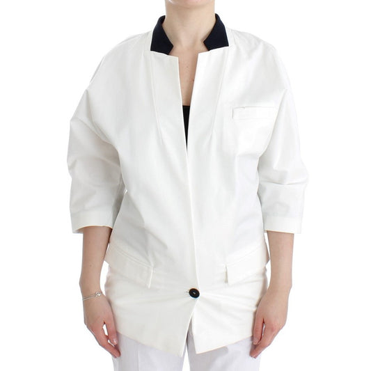 Andrea Pompilio White Cotton Blend Oversized Blazer Jacket Andrea Pompilio