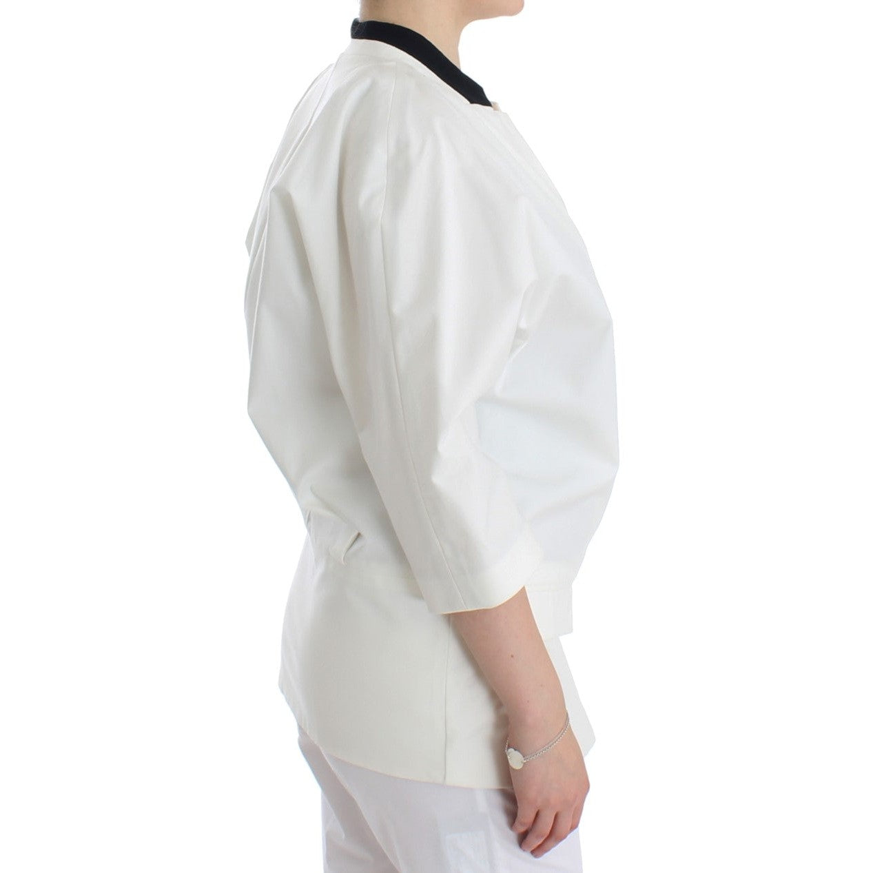 Andrea Pompilio White Cotton Blend Oversized Blazer Jacket Andrea Pompilio