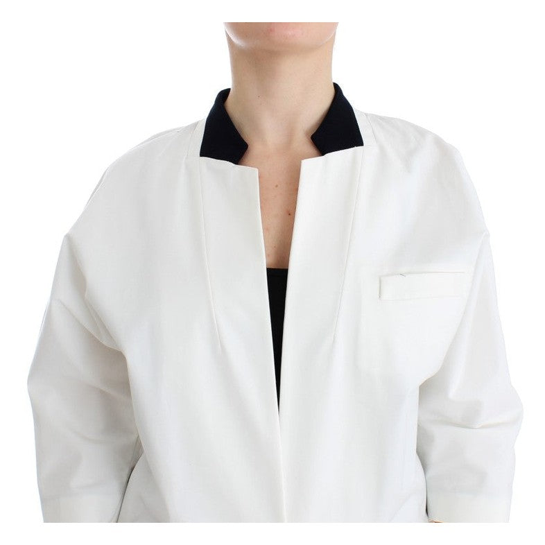 Andrea Pompilio White Cotton Blend Oversized Blazer Jacket Andrea Pompilio