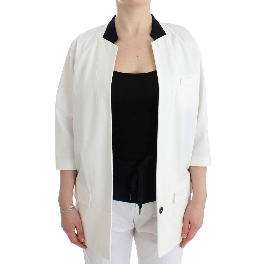 Andrea Pompilio White Cotton Blend Oversized Blazer Jacket Andrea Pompilio