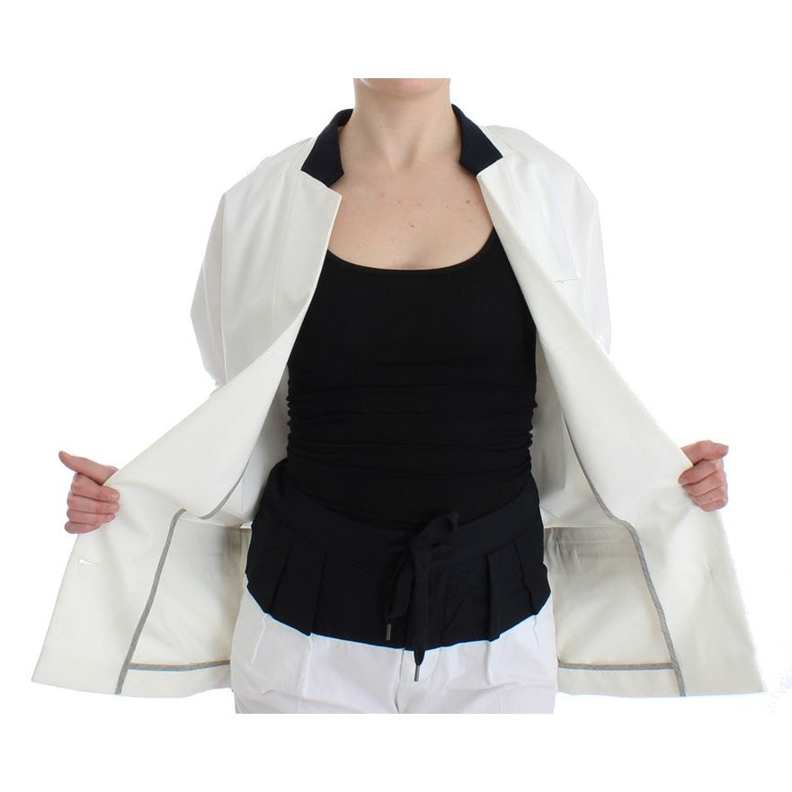 Andrea Pompilio White Cotton Blend Oversized Blazer Jacket Andrea Pompilio
