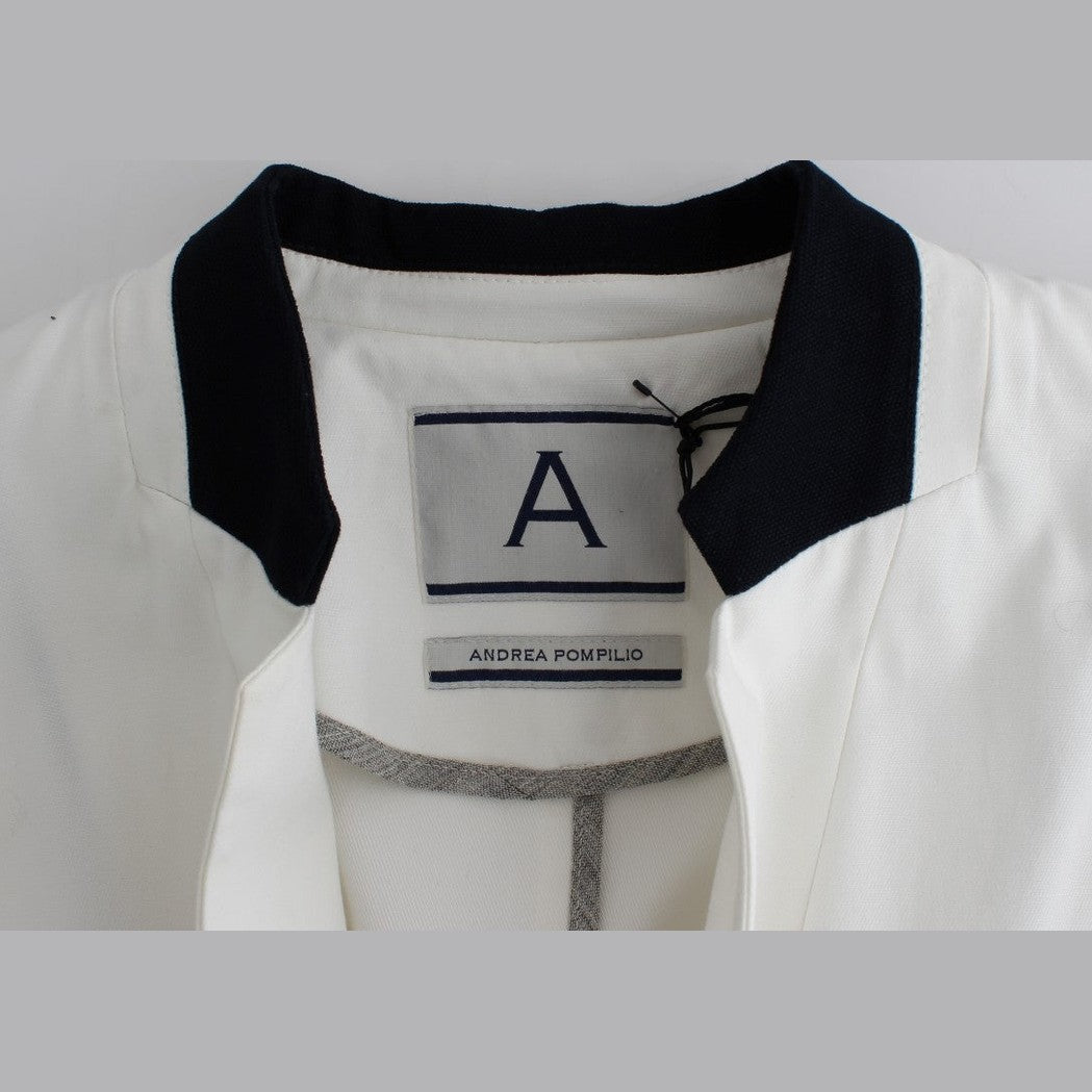 Andrea Pompilio White Cotton Blend Oversized Blazer Jacket Andrea Pompilio