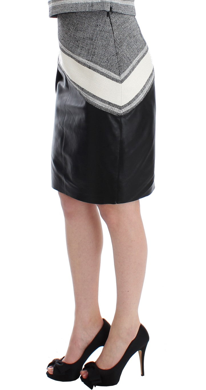 Sachin & Babi Gray Black Liza Leather Straight Pencil Sachin & Babi