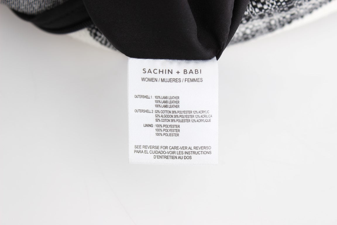 Sachin & Babi Gray Black Liza Leather Straight Pencil Sachin & Babi