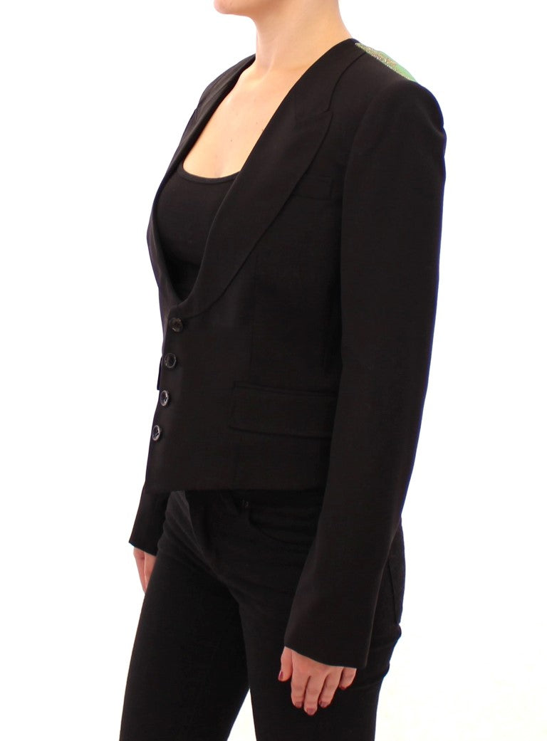 Dolce & Gabbana Black Silk Scarf Back Blazer Jacket Dolce & Gabbana