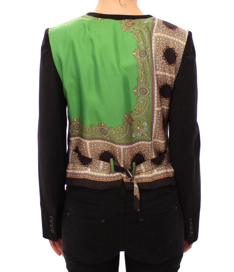 Dolce & Gabbana Black Silk Scarf Back Blazer Jacket Dolce & Gabbana