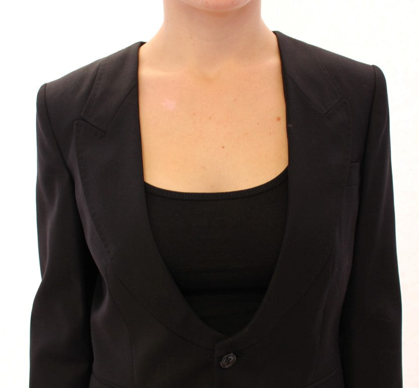 Dolce & Gabbana Black Silk Scarf Back Blazer Jacket Dolce & Gabbana