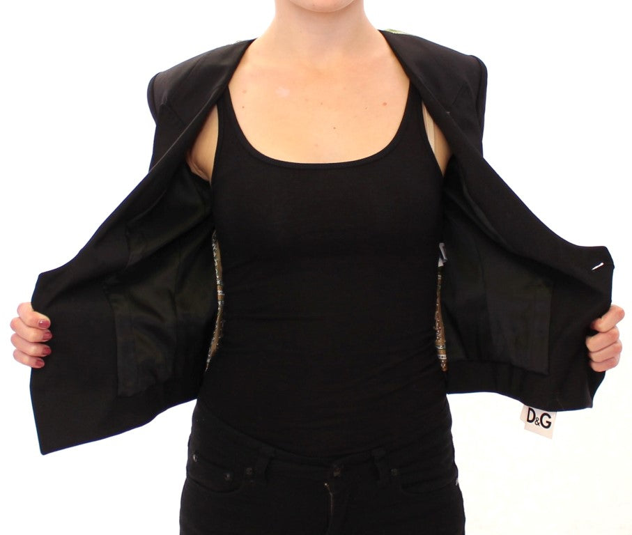 Dolce & Gabbana Black Silk Scarf Back Blazer Jacket Dolce & Gabbana