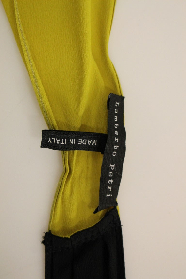 Lamberto Petri Black Yellow Silk Shift Sheath Coctail Dress Lamberto Petri