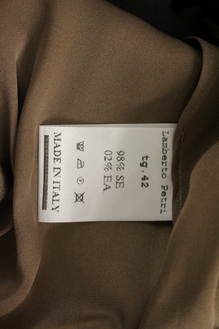 Lamberto Petri Brown Draped Silk Sheath Shift Coctail Dress Lamberto Petri