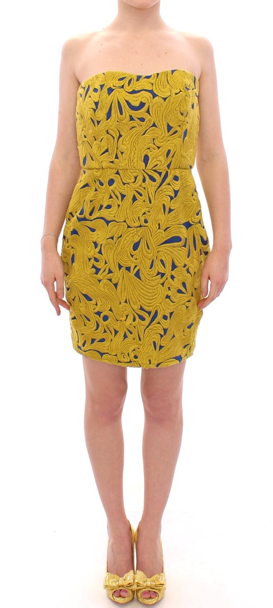 Sachin & Babi Blue Yellow Strapless Bubble Mini Shift Dress Sachin & Babi