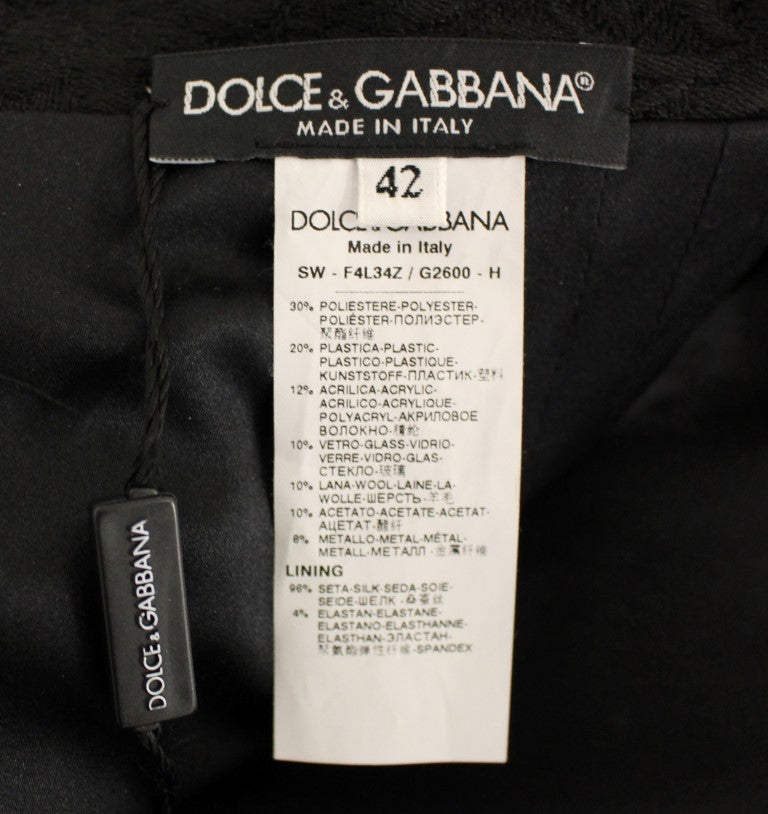 Dolce & Gabbana Black Crystal Handmade Above Knee Skirt Dolce & Gabbana