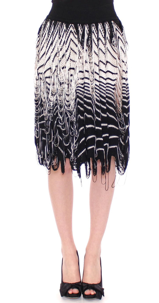 Alice Palmer White Black Knitted Assymetrical Skirt Alice Palmer
