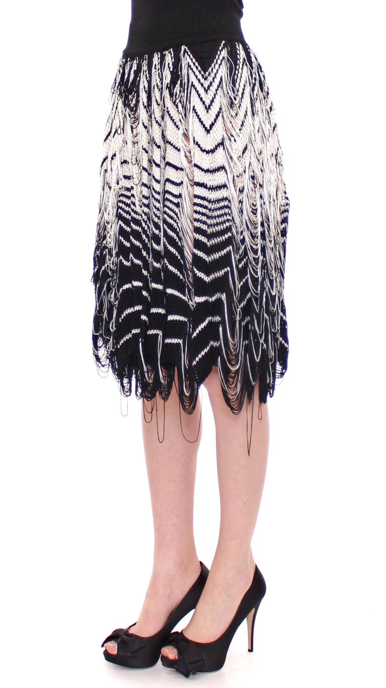 Alice Palmer White Black Knitted Assymetrical Skirt Alice Palmer