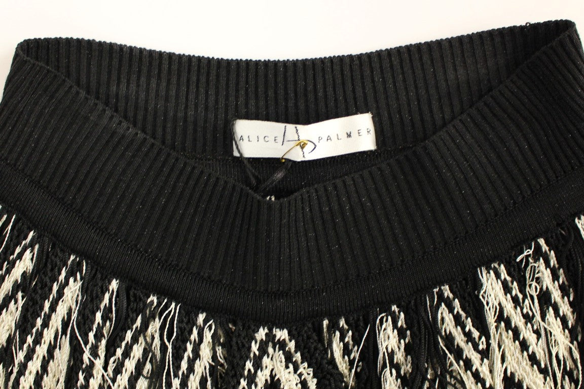 Alice Palmer White Black Knitted Assymetrical Skirt Alice Palmer